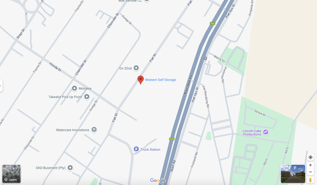 Google Maps to Western Self Storage